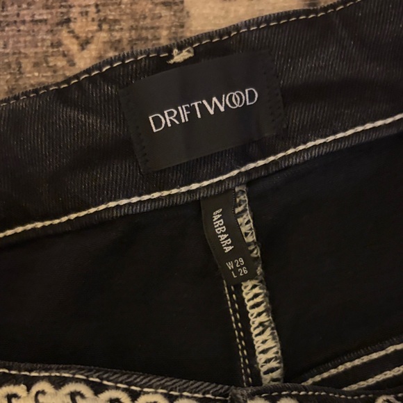 DRIFTWOOD Black Jeans with Cream Floral Embroidery - Picture 5 of 8